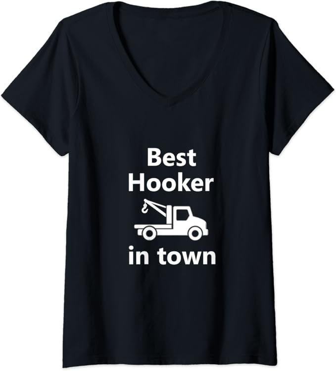Womens Funny Tow Truck Driver Job Career Trucker Occupation Gift V-Neck